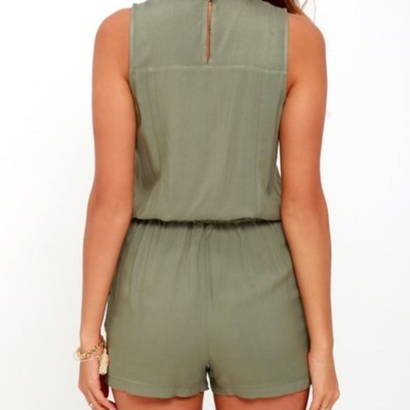 Olive & Oak Set Free Olive Green Romper - Picture 2 of 5